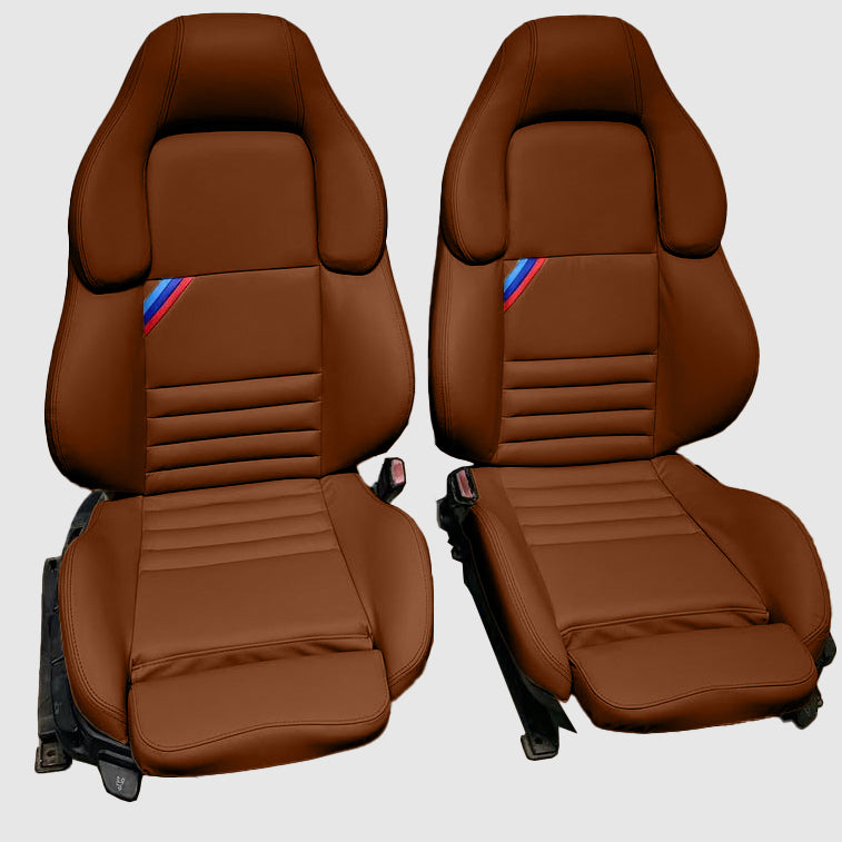 Brown BMW E36 M3 Vader Seat Covers – OEM Replacement | Lseat.com, Ridies.com, Katzkin | Upgrade your E36 M3 interior with premium brown leather Vader seat covers for a factory-correct fit.