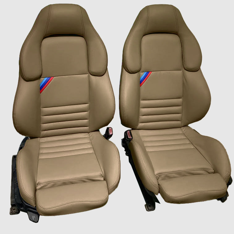 BMW E36 M3 Vader Seats Oak Leather Seat Covers | Kustom Interior, LeatherSeats.com, Top Flight Automotive | High-quality oak leather seat covers for E36 M3 Vader seats, designed for durability and comfort.