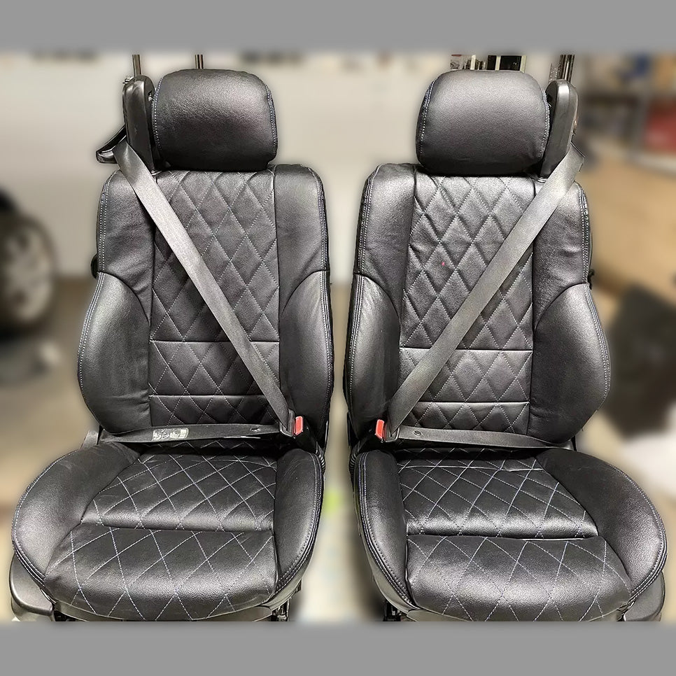 Black OEM seat cover replacement for 1998–2004 BMW E46 Convertible Sport. Premium leather covers tailored to factory sport seats for a sleek, original finish.