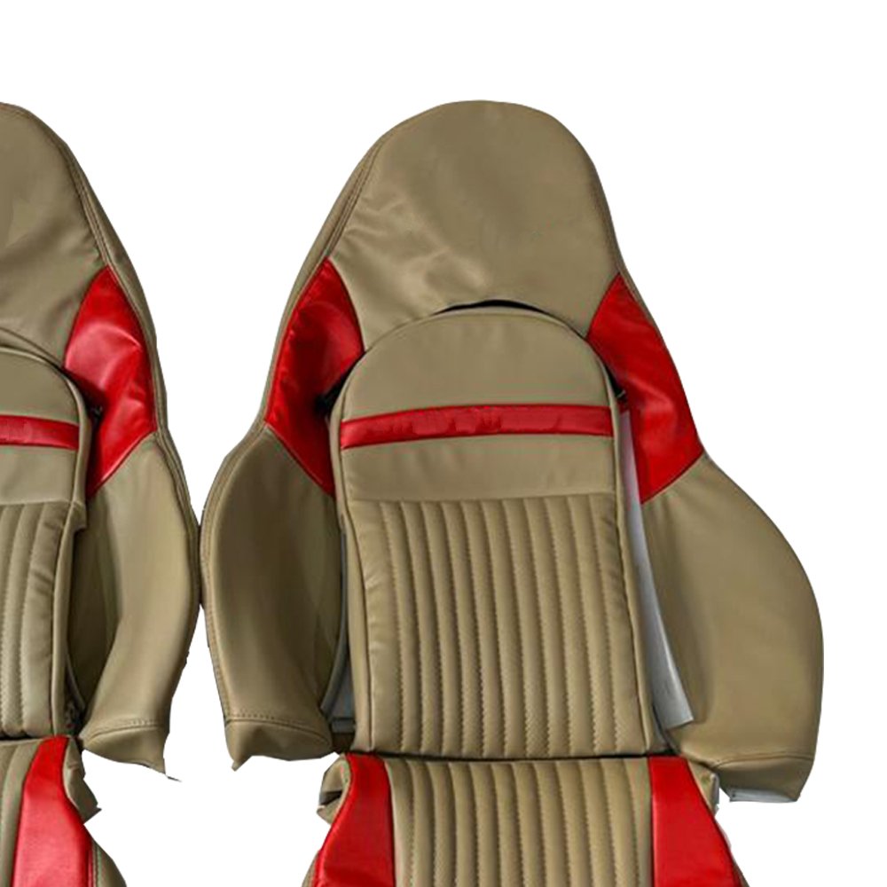 Corvette C5 Seat Covers - Red & Oak - Lux Seat Covers