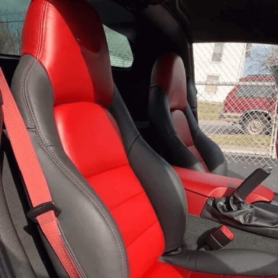 Corvette C6 Seat Covers - Red and Dark Gray - Lux Seat Covers