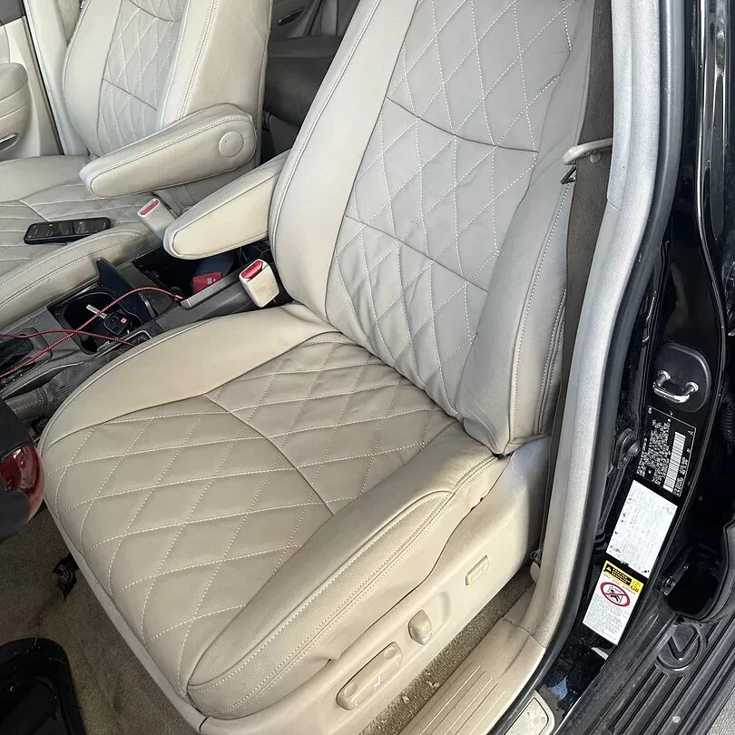 Lexus GX 470 light beige leather seat covers with diamond stitching OEM replacement