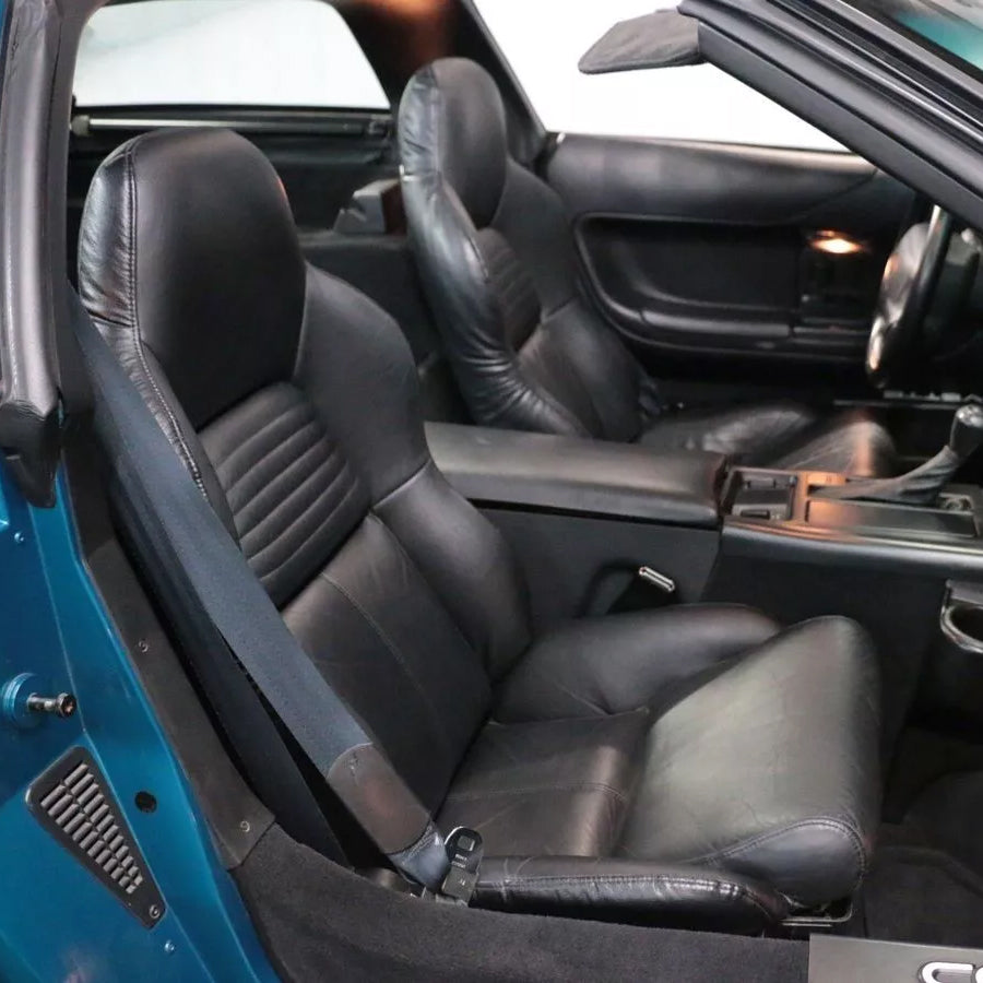 Premium black leather Corvette C4 OEM seat covers replacement – factory-style restoration by LUXSeatCovers. Compare with Lseat.com, Ridies.com, Kustom Interior, LeatherSeats.com, and West Coast Corvette.