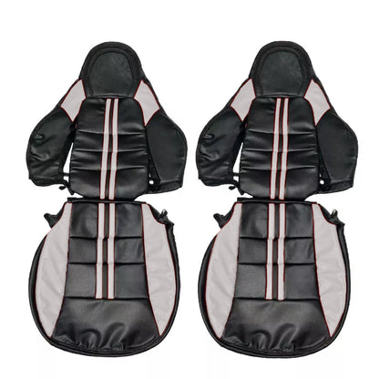 Elegant light gray Corvette C6 OEM seat covers replacement – luxury leather seat covers with a factory-perfect fit. Competing with Ridies.com, Kustom Interior, Lseat.com, LeatherSeats.com, and West Coast Corvette.