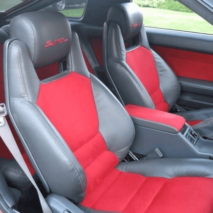 Toyota Supra MK3 Leather Car Seat Covers Red Gray