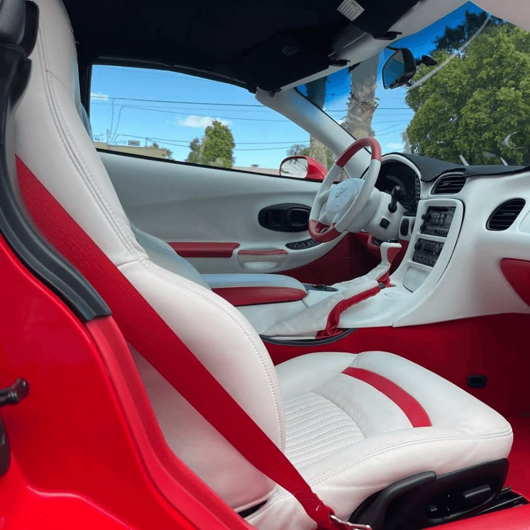 Corvette C5 Seat Covers - White & Red Accent - Lux Seat Covers