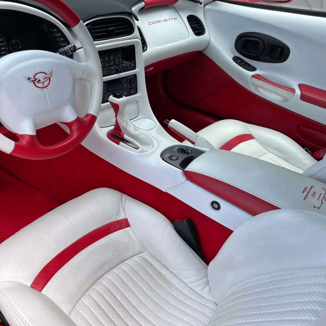 Corvette C5 Seat Covers - White & Red Accent - Lux Seat Covers
