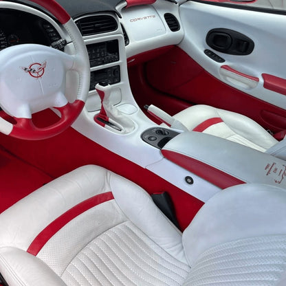 Corvette C5 Seat Covers - White & Red Accent - Lux Seat Covers