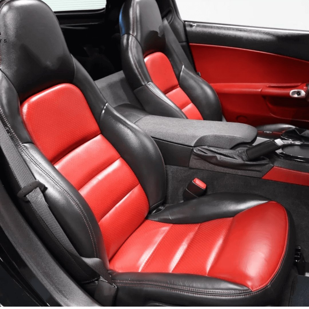 Corvette C6 Seat Covers - Black & Red - Lux Seat Covers