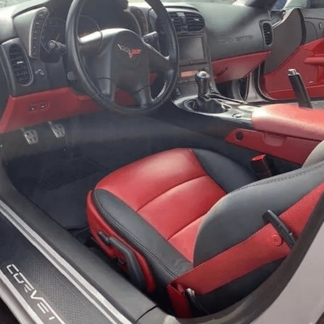 Corvette C6 Seat Covers - Red and Dark Gray - Lux Seat Covers