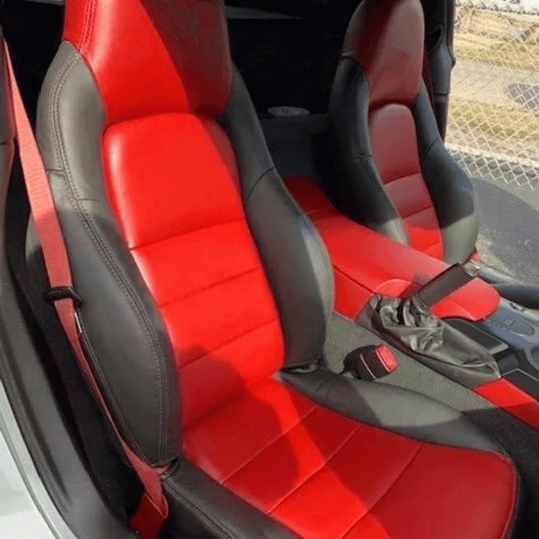 Corvette C6 Seat Covers - Red and Dark Gray - Lux Seat Covers