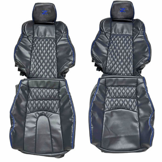 Nissan 350Z Seat Covers - Black & Blue Thread Diamond - Lux Seat Covers