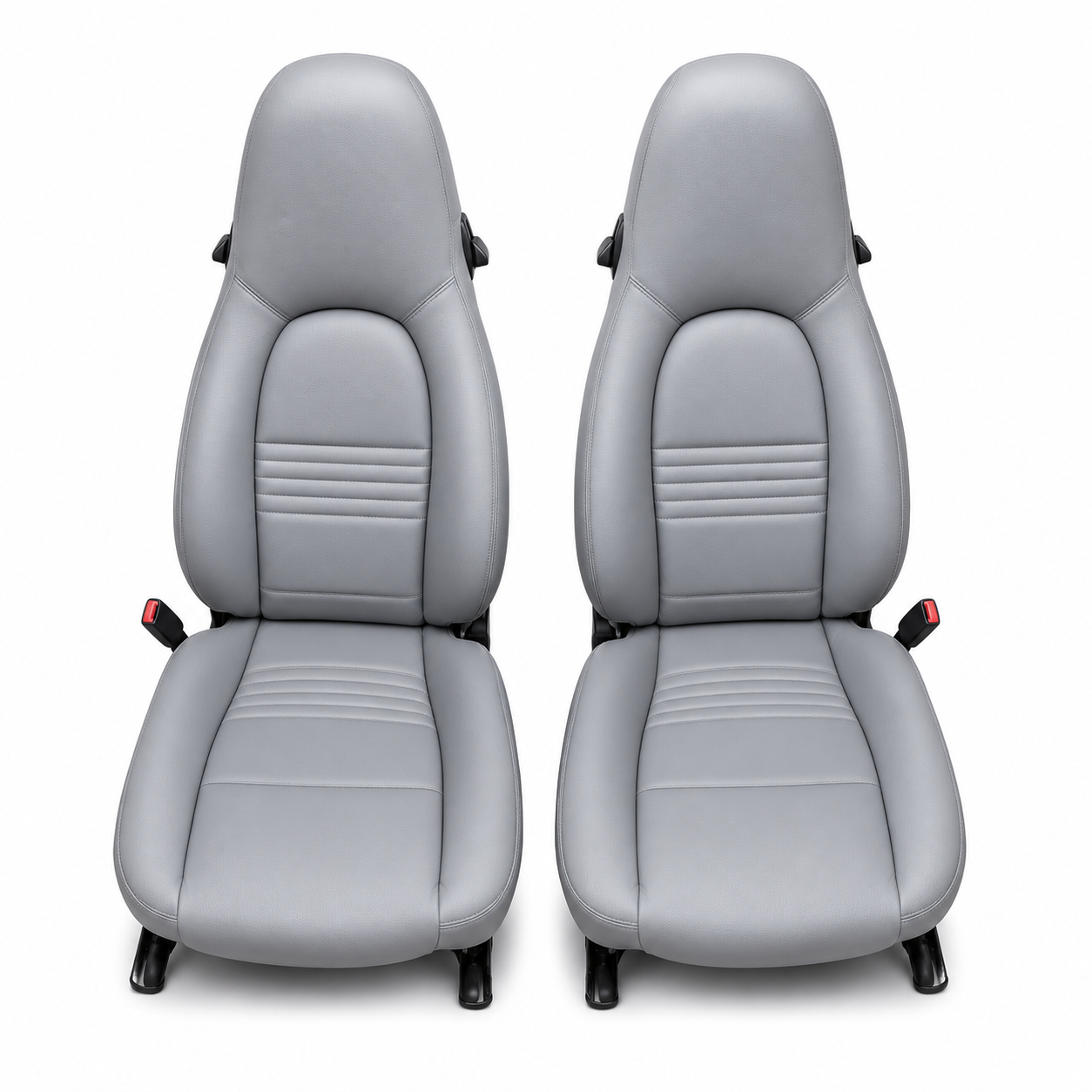 Custom Porsche Boxster 986 (1997-2004) seat covers in sleek gray leather, offering a perfect blend of comfort, durability, and modern elegance for your car's interior.