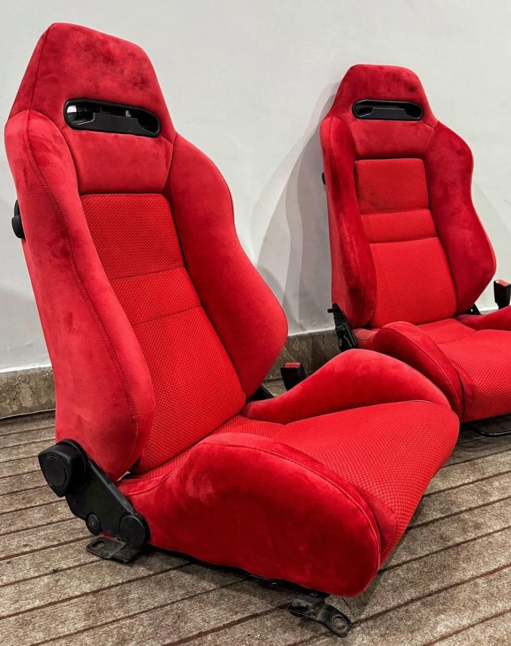 Recaro SR3 Confetti DC2 Type R Bucket Seats - Red Suede JDM – Lux Seat ...