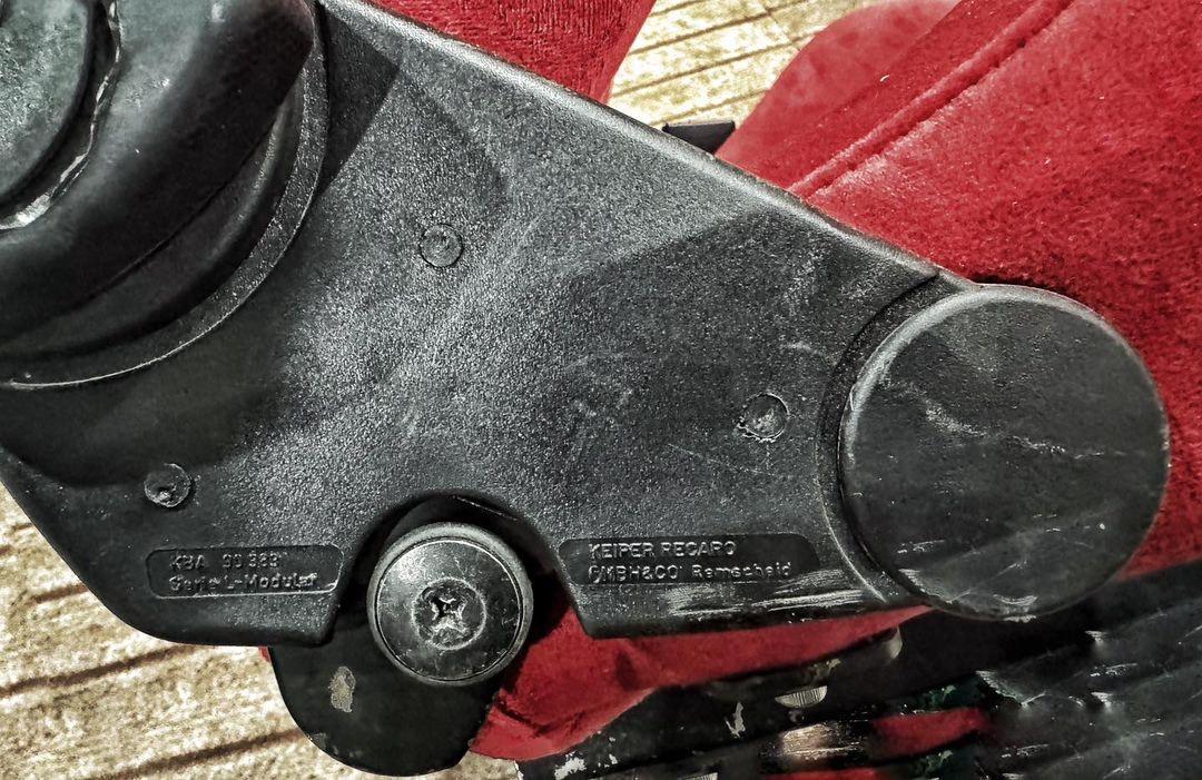 Close-up of the reclining mechanism on the Recaro SR3 Confetti DC2 Type R bucket seat, illustrating the precision and durability of the adjustment components.