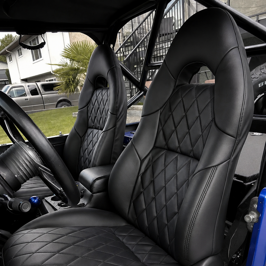 Toyota Celica T230 black diamond stitched OEM replacement seat covers for 1999-2006 models with sporty factory-inspired interior styling